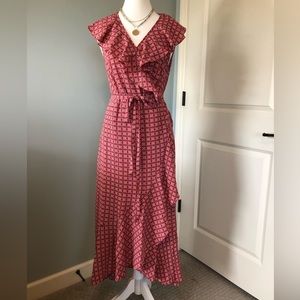 Max Studio Sleeveless Ruffle Wrap Dress. Midi Length. Size M